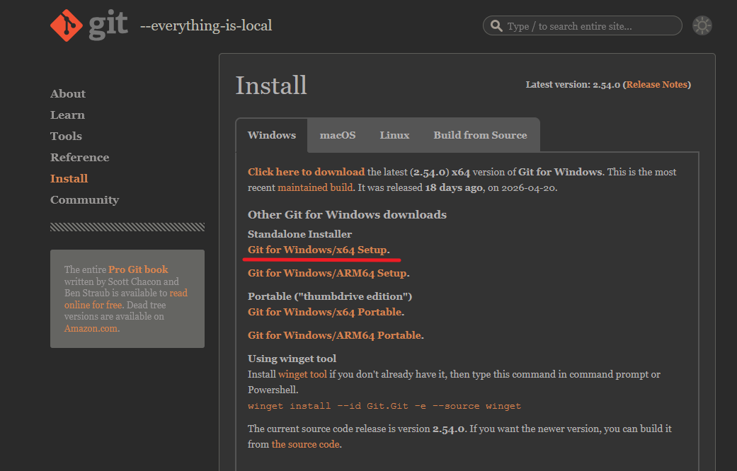 Git for Windows 官方下载页面