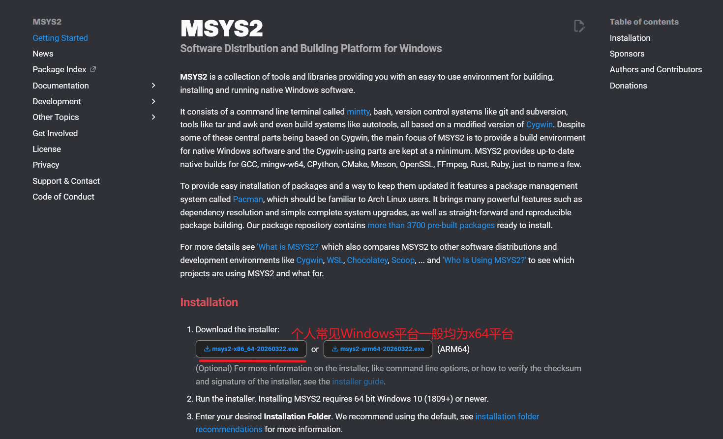 MSYS2 与 Visual Studio Code 的下载入口示例