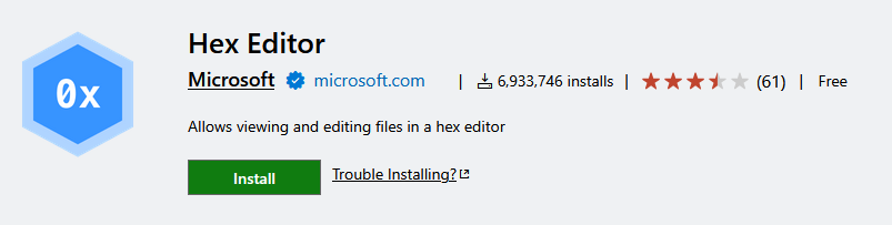 Visual Studio Code Hex Editor 扩展页面