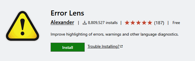 Visual Studio Code Error Lens 扩展页面