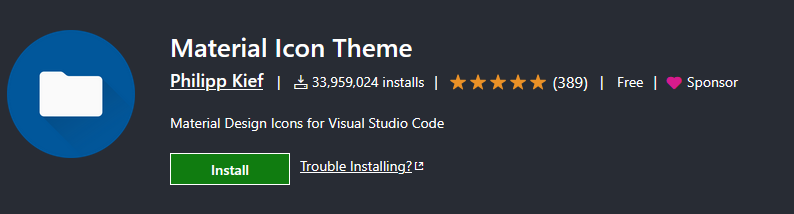 Visual Studio Code Material Icon Theme 扩展页面