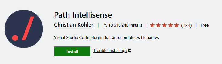 Visual Studio Code Path Intellisense 扩展页面
