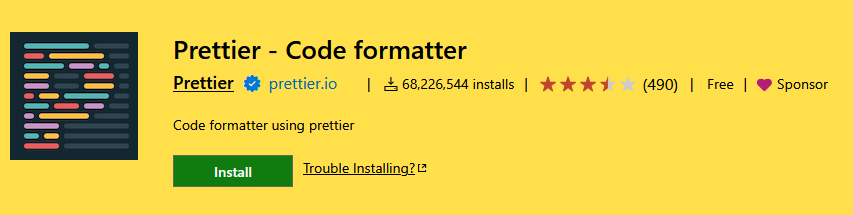 Visual Studio Code Prettier 扩展页面