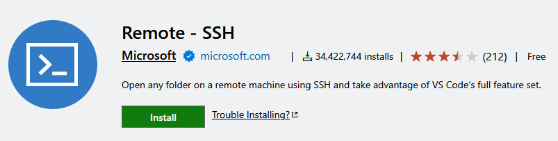 Visual Studio Code Remote - SSH 扩展页面