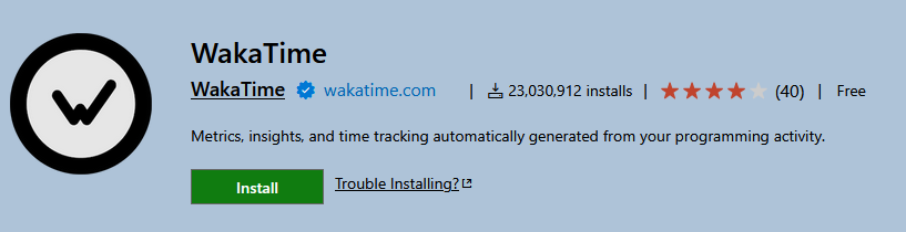 Visual Studio Code WakaTime 扩展页面
